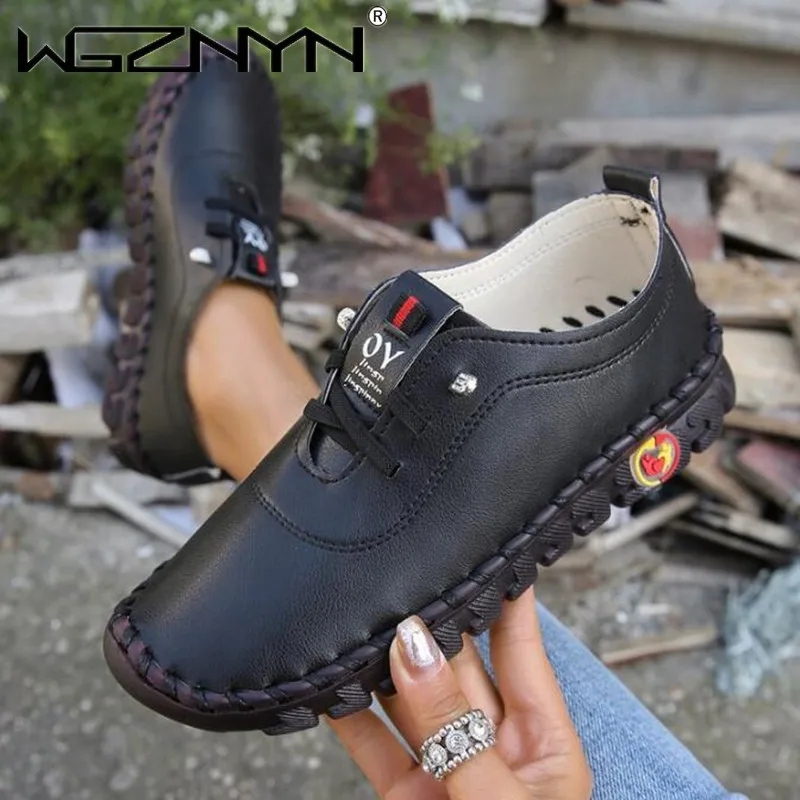 

Туфли женские на платформе и шнуровке, роскошные повседневные Мокасины, кожа, без застежки, плоская подошва, на весну, 2024