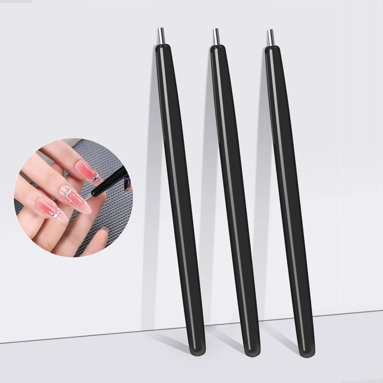 2Pcs Cat Eye Magnet Stick Multifunctional Magnetic Suction Pen For Steel Beads Cat Eye UV Gel Polish Manicure Nail Art Tools
