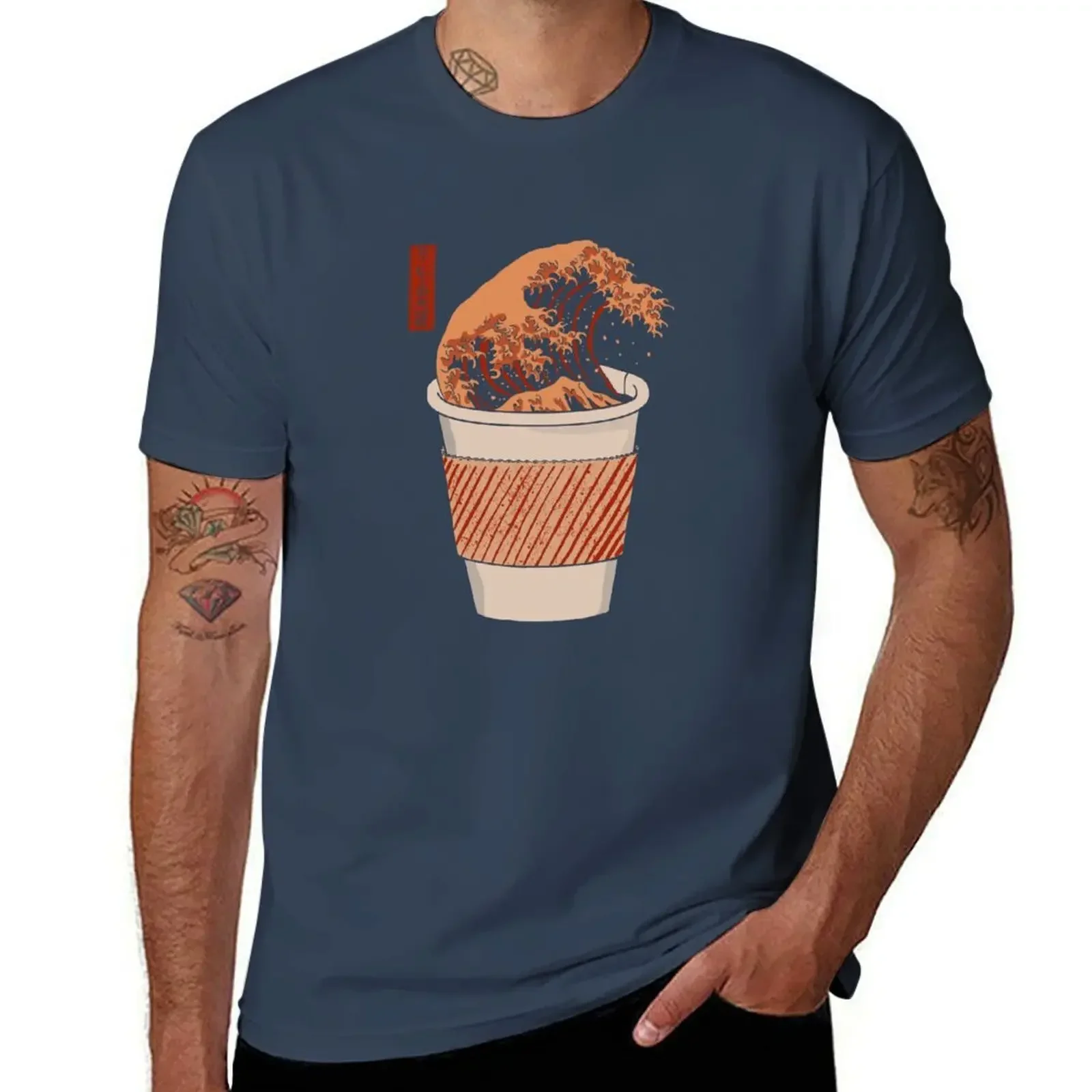 The Great Wave Of Coffee (To Go) T-Shirt Vestiti Carini Frutta Ad Asciugatura Rapida Del Telaio Magliette Da Uomo