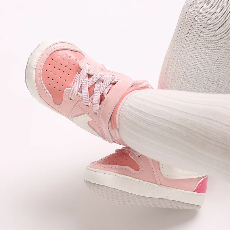 Spring and Autumn Baby Shoes Classic Trendy PU High Top Sports Shoes Basketball Shoes Soft Sole Lightweight Walking Shoes 6