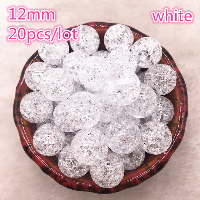 12mm Multicolor Round Acrylic Crackle Bead Loose Spacer Beads For Necklaces Bracelets Jewelry Making