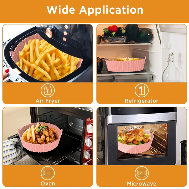 Air Fryer Silicone Liner, [8 inch] Silicone Air Fryer Liners for 4 to 7 QT,  2Pcs