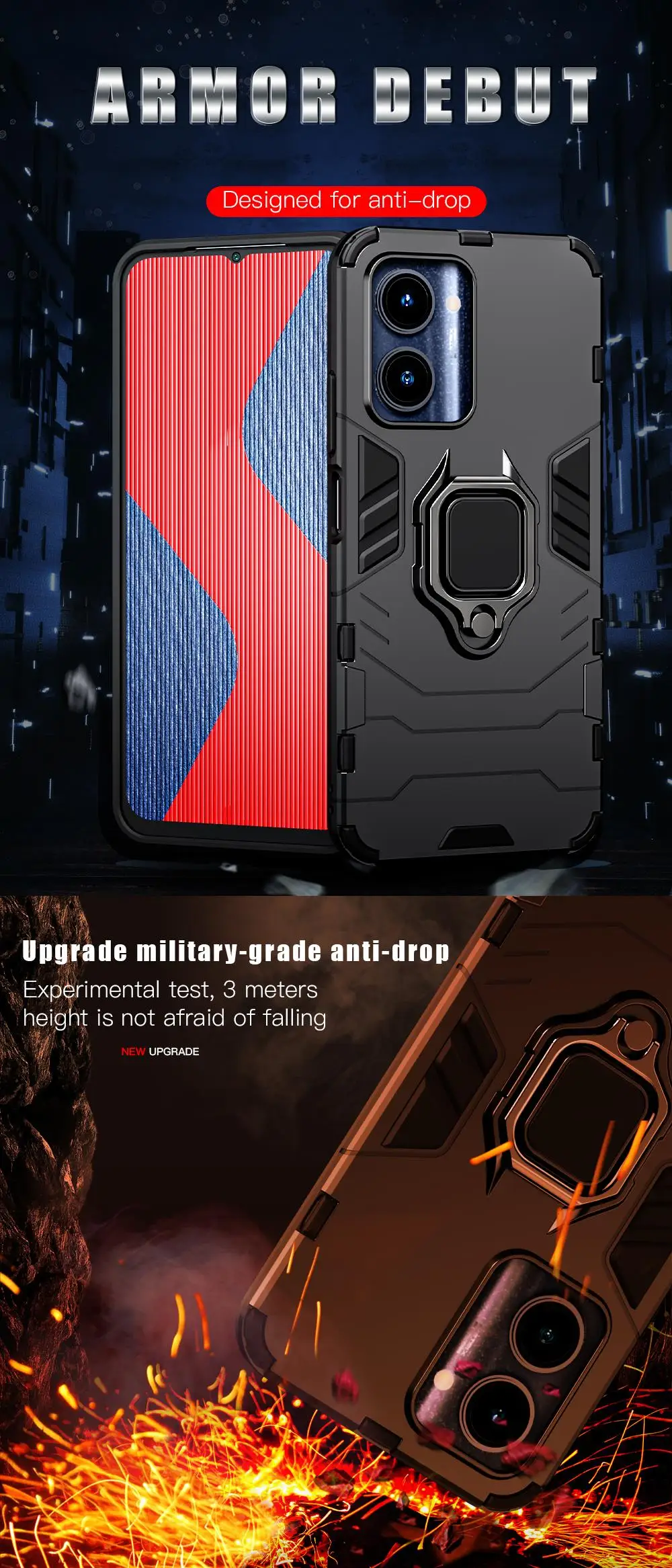 Coque magnétique pour OPPO A60 A79 A98 5G A78 A58 A38 A18 A17 A57 A57S A96 A76 A16 avec support de bague_voghion.com
