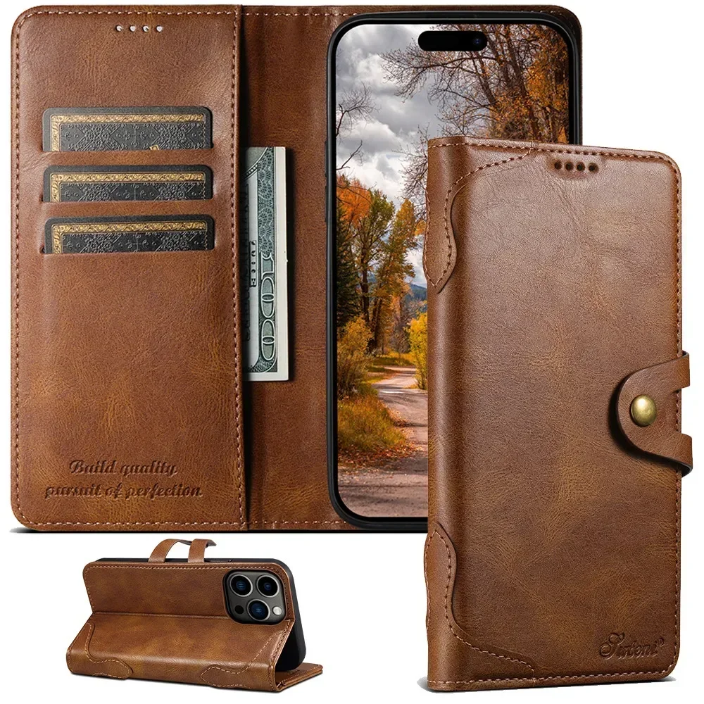 

Wallet Card Bracket Magnetic Leather Case for IPhone 15 Pro Max 14 Plus 13 Mini 12 11 SE2020 XsR 8 7 Book Phone Flip Cover