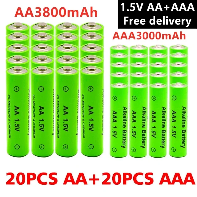 Genuine AAA + AA Rechargeable AA 1.5V 3800mAh - 1.5V AAA 3000mAh Alkaline Battery Flashlight Toy Watch MP3 Player, Free Delivery 1