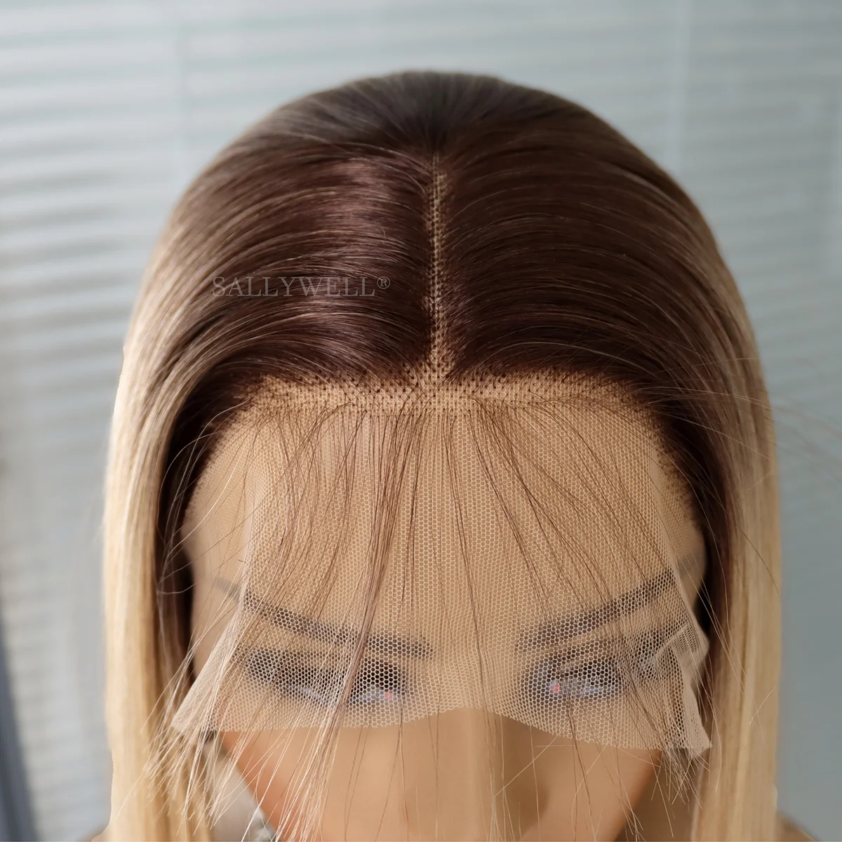 Ombre Blonde Lace Front Wig Long Straight Wig Brown to Dirty Blonde 3T Color Synthetic Heat Resistant Wig Pre Plucked