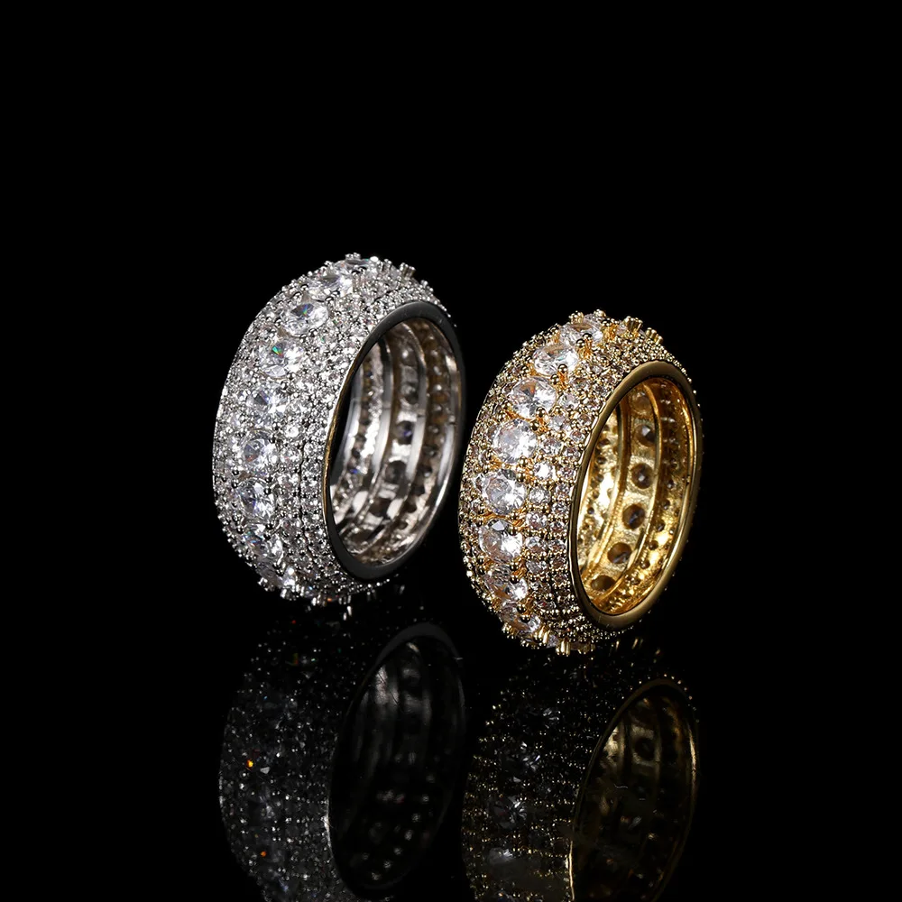 

Роскошные брендовые Модные кольца для мужчин, кольца из меди и циркония в стиле хип-хоп, кольца с кубическим цирконием, сверкающие украшения