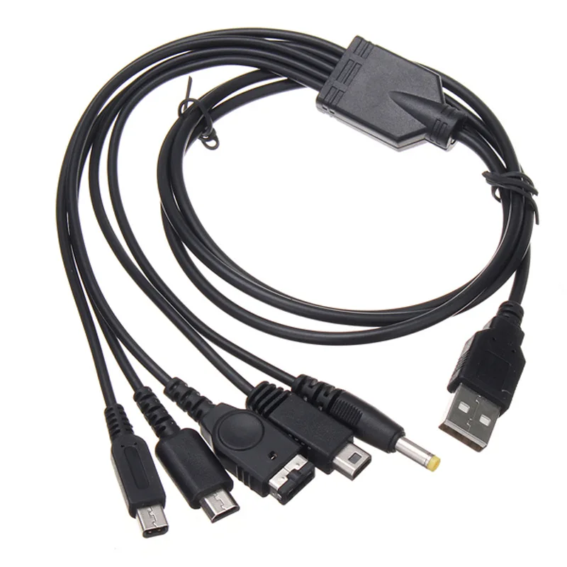 Charging Cable 5 in 1 for Nin-tendo Wii U/NEW 3DSXL/NEW 3DS/NDS LITE SP/PSP/GBA SP Nin-tendo