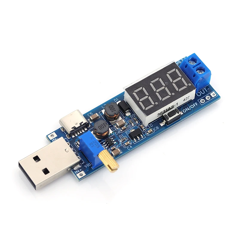부스트 벅 컨버터 USB 스텝 업/다운 전원 공급 장치 모듈 DC-DC 5V 3.3V/12V 가변 출력 DC1.2V-24V