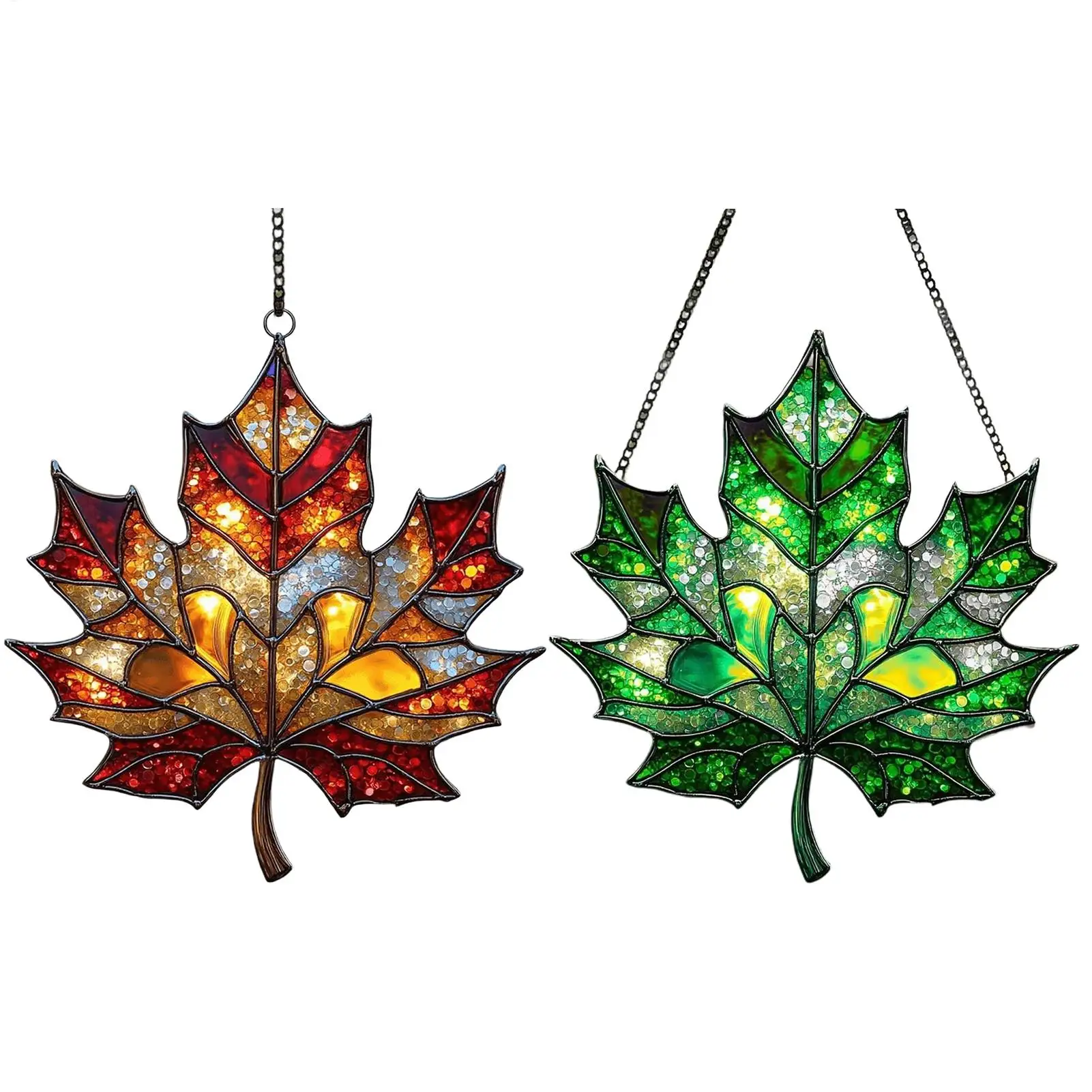 Fall Maple Leaves Acrylic Pendant Sun Catcher 2D Light Catcher For Window Aesthetic Wall Crafts Pendant Thanksgiving Decoration