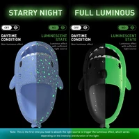 Summer Women's Fluorescence Shark Slippers Men Luminescent Thick-soled Slides Non-slip Flip Flops Couple Flat Shoes EVA Sandals 1