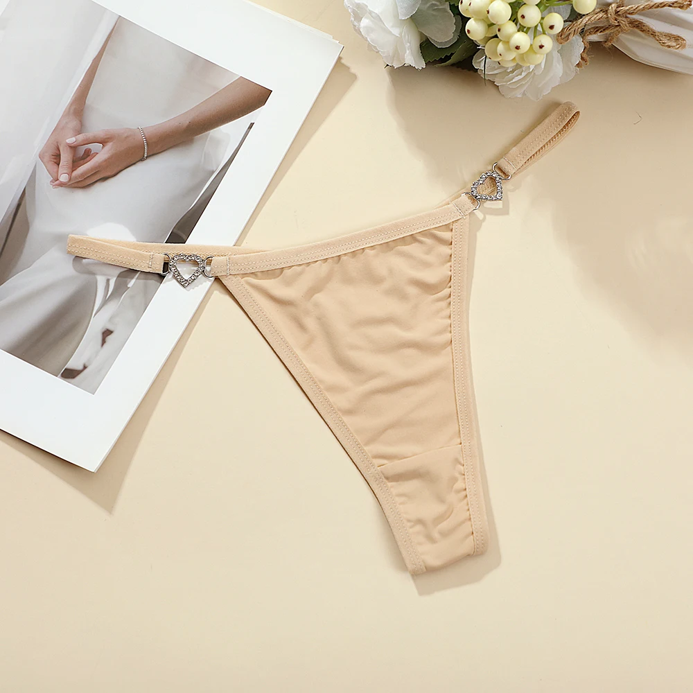 Women Sexy Thongs Low Rise Ladies G-string Heart Decoration Erotic Intimate Lingerie T-Back New Fashion Thongs Crotch Panties