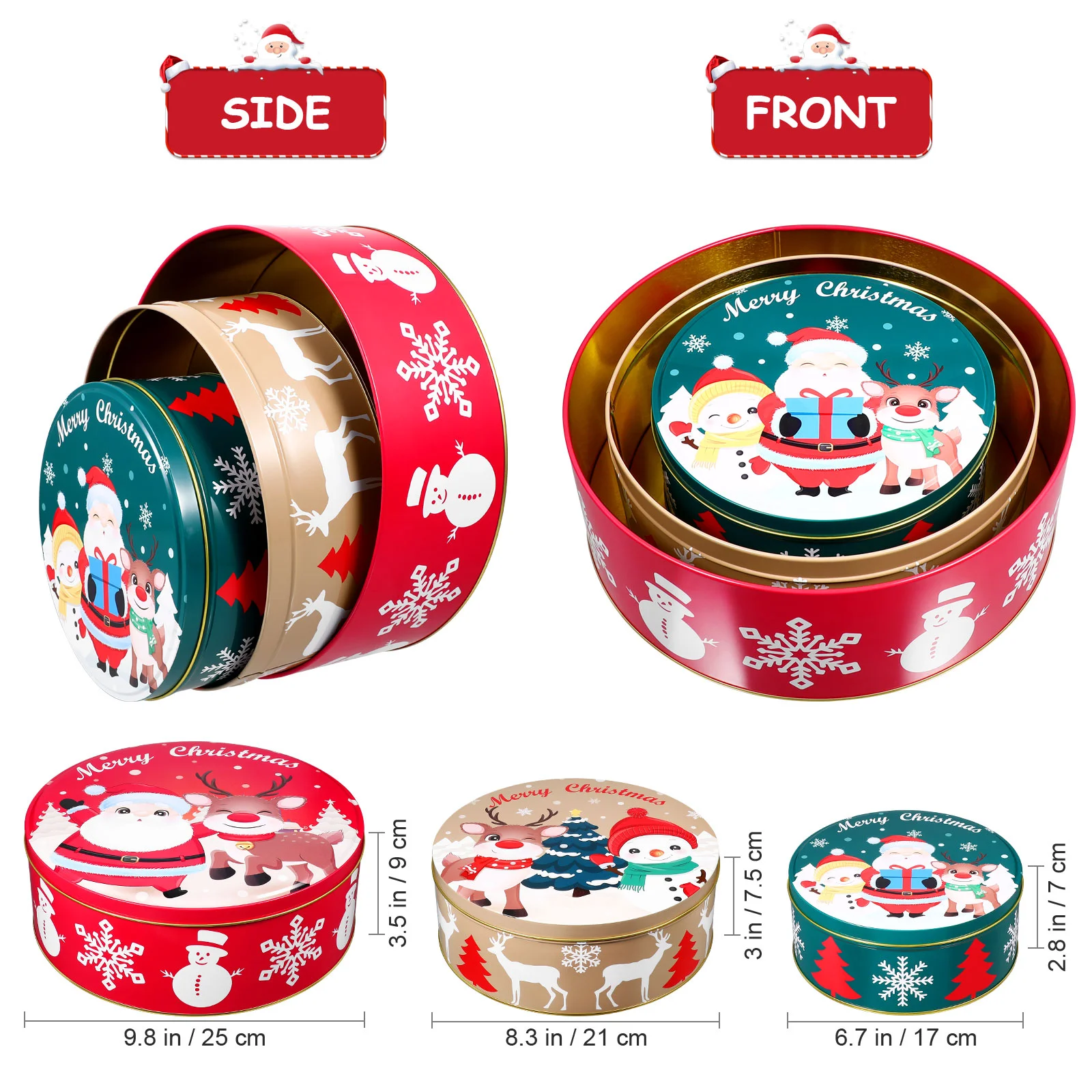 

Christmas Tin Box Empty Cookie Tins for Cookies Candy Jar with Lid Gift Boxes Cake