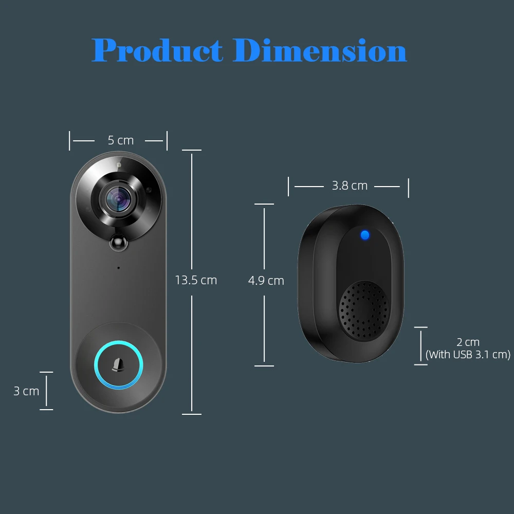 WiFi Video Doorbell 1080P Tuya Smart Wireless Doorbell Night Vision Home Securit