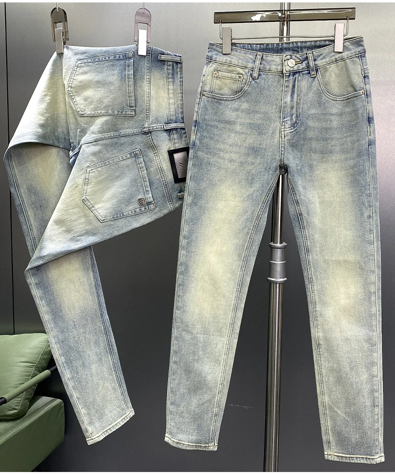 Description Picture 4 of itemSummer Thin Jeans for Men 2024 New Nostalgic Fashion Trend Simple High end Washed Elastic Slim Fit Pants