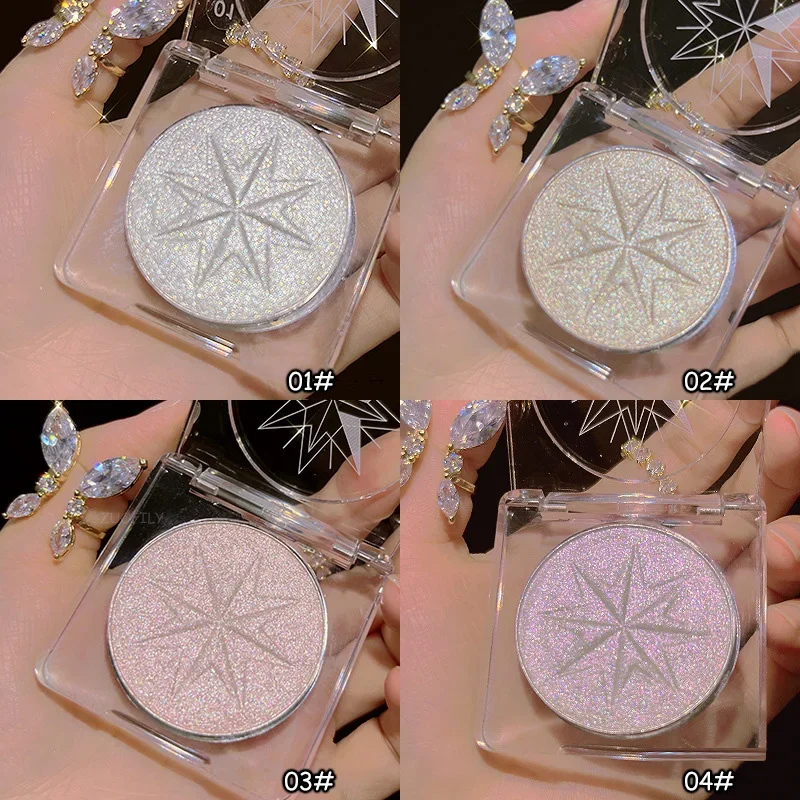 4 Colors Highlighter Galaxy Diamond Glitter Highlighter Dust Pigment Loose  Powder Contouring Lasting Face Shimmer Palette Makeup