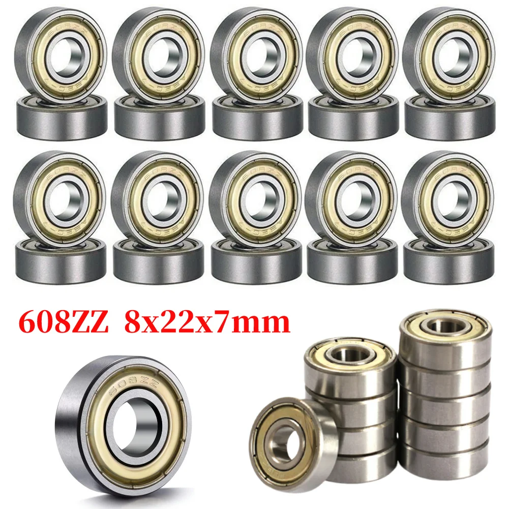 

50pc-10pc Single Row 8x22x7 ABEC-7 Miniature Bearings Carbon Steel 608ZZ Ball Bearings for Elevators Rolling Mills Boating Waves