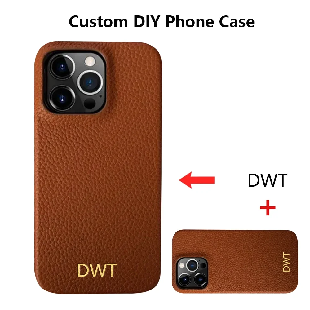 Luxury Custom Logo Genuine Leather Shockproof Phone Case Cover