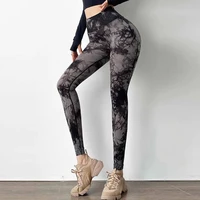 Tie Dye Printed High Elasticity Tight Fitting Sports Pants for Running Lifting Buttocks Perky Buttocks and Body Hugging Pants 1