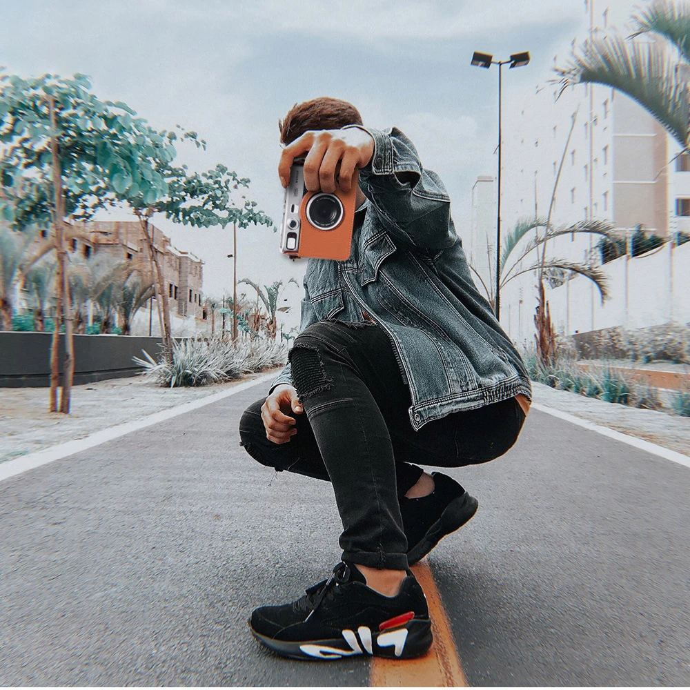 Genuine Retro Leather Case for Fujifilm Instax Mini EVO Instant Camera Storage Bag Soft Protective Shell with Shoulder Strap