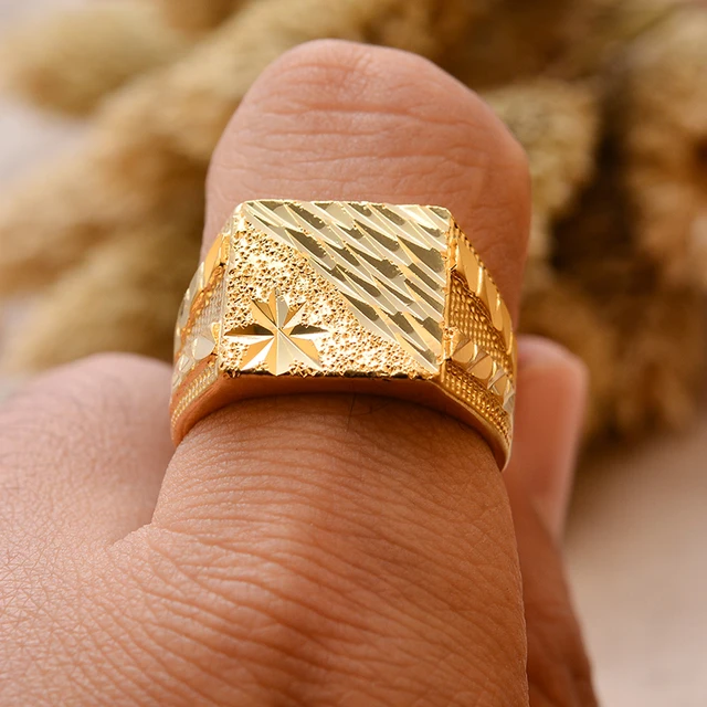 Dubai Middle Eastern Gold Color Rings For  Men Weddings Ring Engagements Flower and Gifts 1