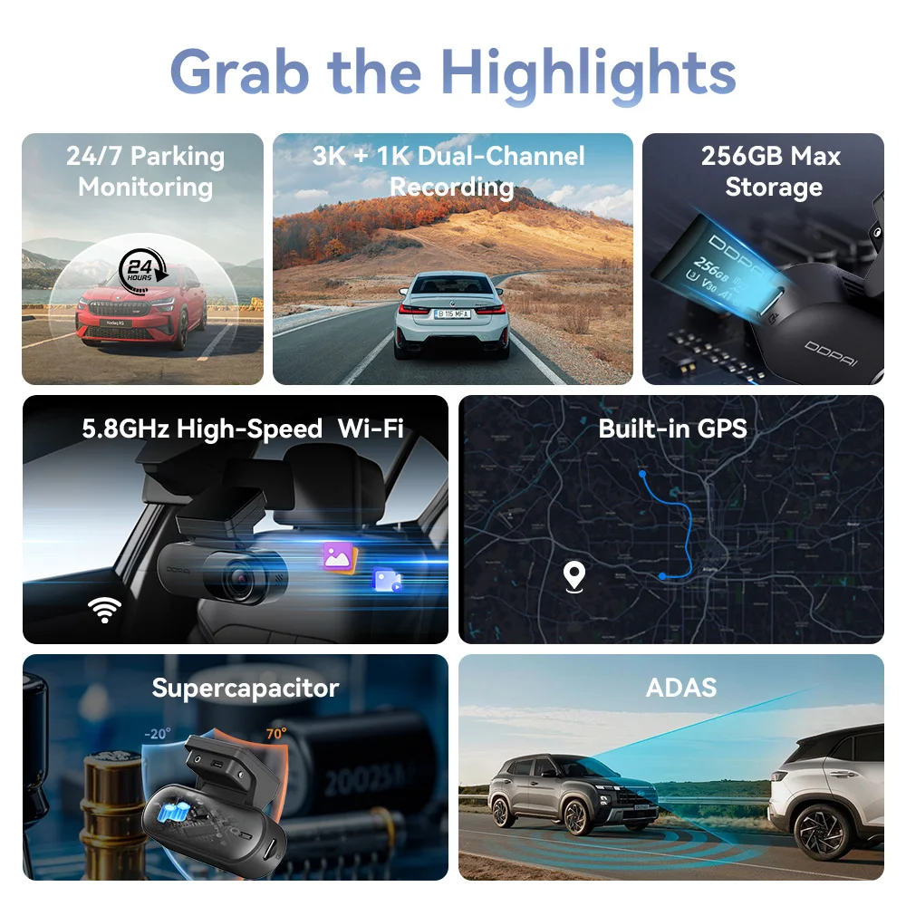 DDPAI Dash Camera Mola N3 Pro Car Cam Front and Rear Car Recorder 3K Car DVR Dash Camera Recorder GPS  24H Parking Monitor — view 2