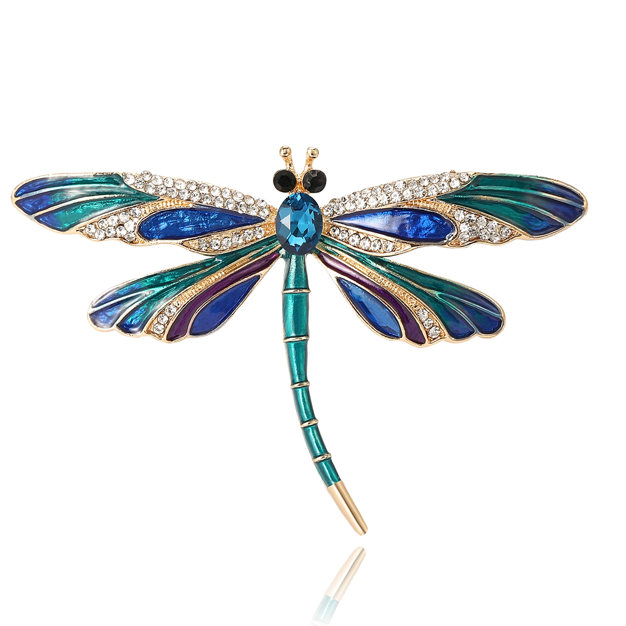 Beaut&Berry エナメルラインストーントンボブローチ女性ユニセックス