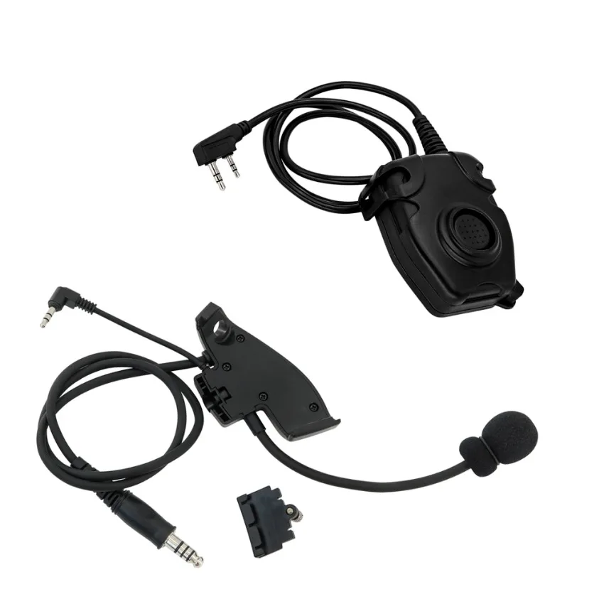 Tactical Headset Adapter Mic Kit + U94 Kenwood PTT for Howard Leight Impact Sports Electronic Earmuffs Sports Shooting Headset