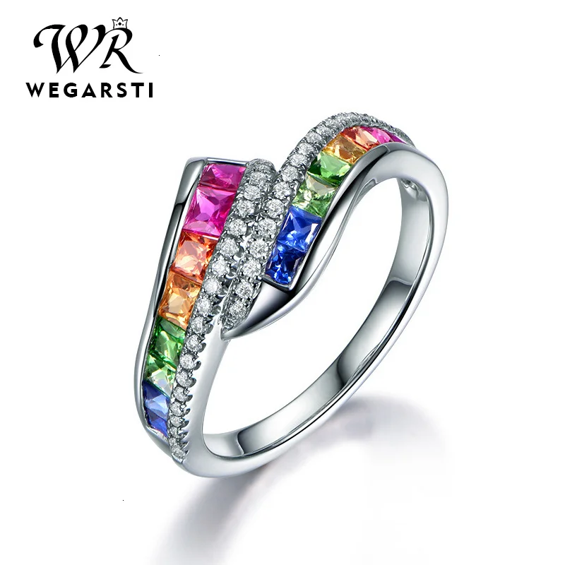 WEGARASTI Silver New Jewelry Ring Trendy Luxury Gemstone Women Ring Fashion Silver Rings Jewellery Weddings Party Gifts
