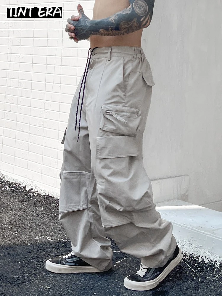 Tint Era Baggy Black Cargo Pants Uomo American Streetwear Oversize Khaki Cargo Pants Tasca Maschile Allentato Casual Hip Hop Workwear