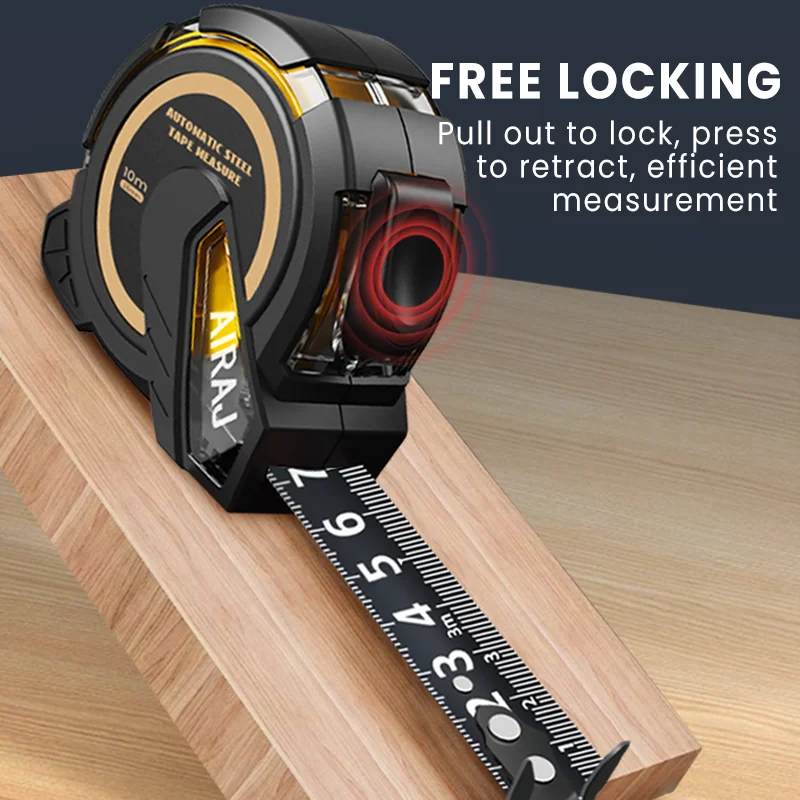 AIRAJ 3M to 10M Metric Self-Locking Tape Measure with Rubberized Coating, High – Precision Straightedge Measuring Tool Hand Tool BEST SELLERS