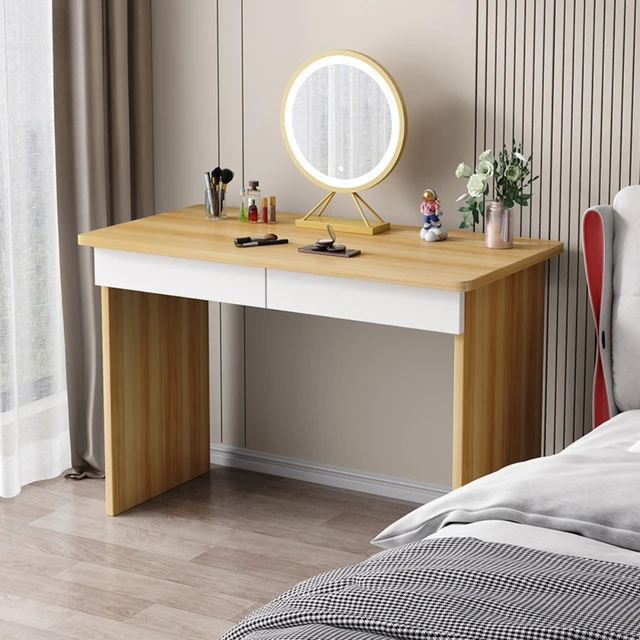 Simple Wooden Computer Table Study Desk Hotel Long Table Bedroom Dressing Table Board Laptop Standing Desk with Drawer Furniture