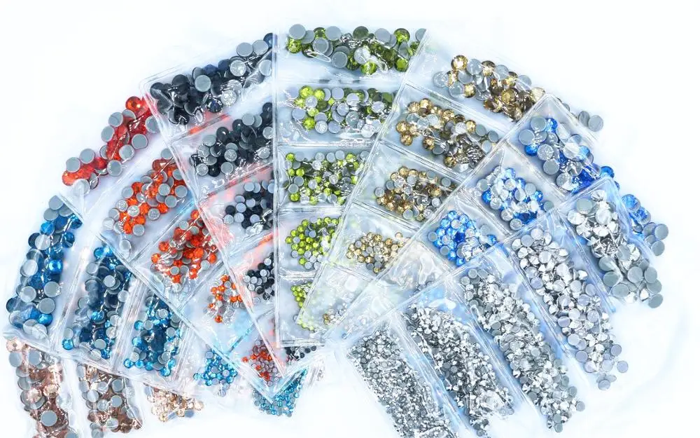 

40 Colors 1000pcs Mix size hotfix Rhinestone Crystal SS6-SS30 Glass Strass Hotfix Iron On Rhinestones Decorations For Garment