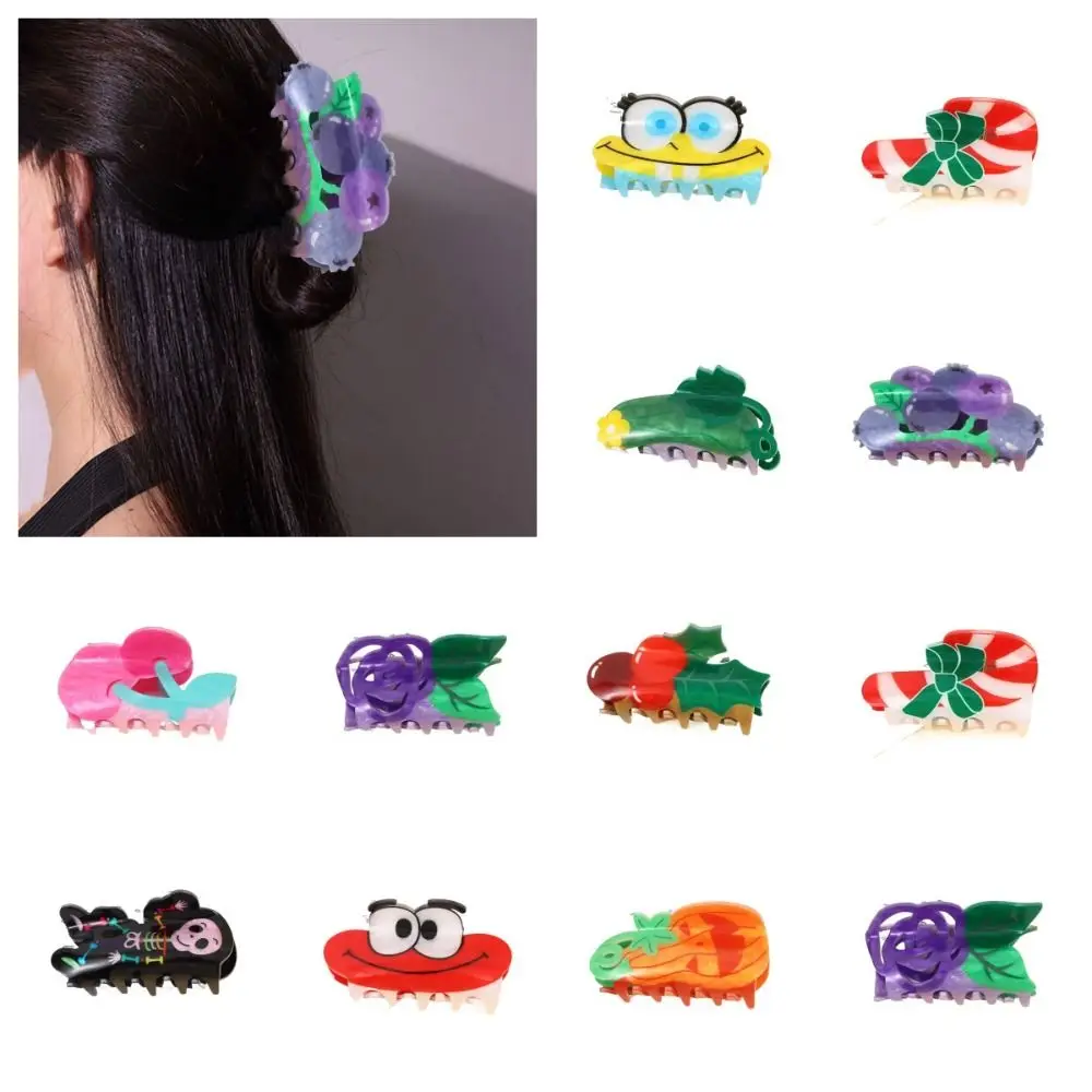

Cherry Angel Hair Claw Personalized Acrylic Bow Fruit Shark Clip Skull Flower Christmas Hair Clip Female