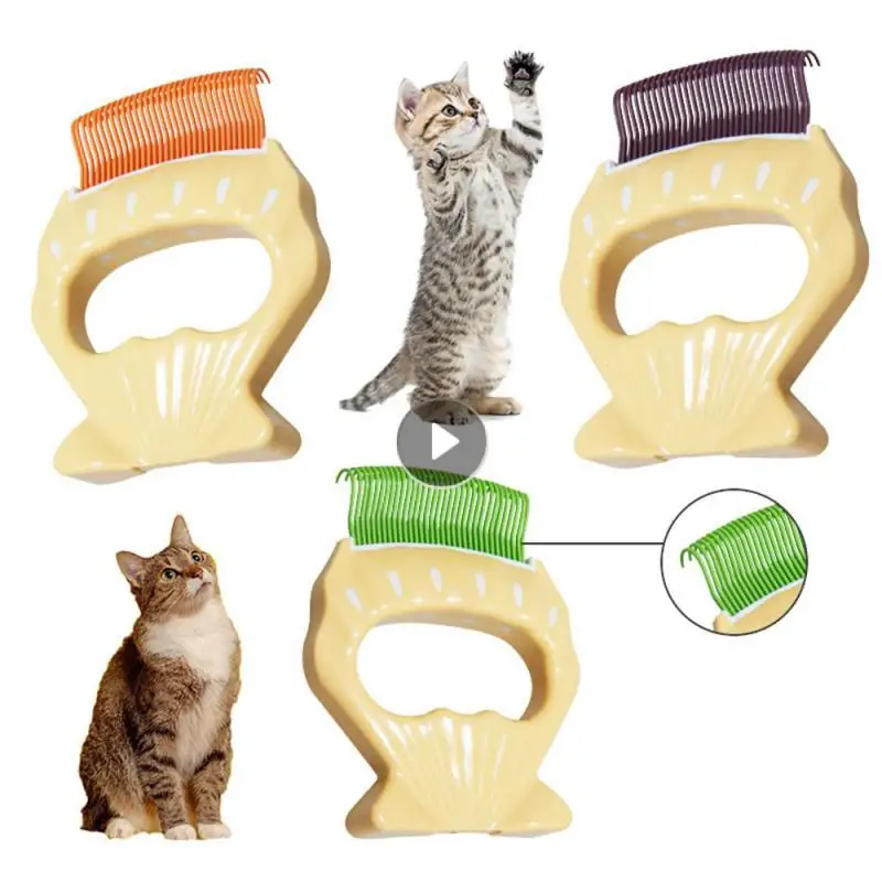 

1Pc Pet Cat Comb Massage Brush Shell Shaped Handle Pet Grooming Massage Tool To Remove Loose Hairs For Cats Cleaning Supplies