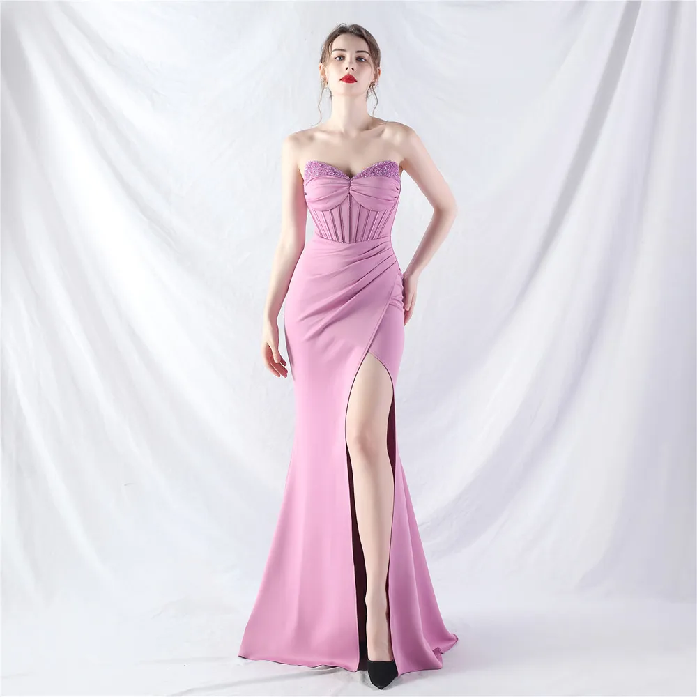 knee length dresses for ladies Luxury A-line Off-the-shoulder Beaded Evening Gowns Unique Formal Dres –  SELINADRESS main image 0