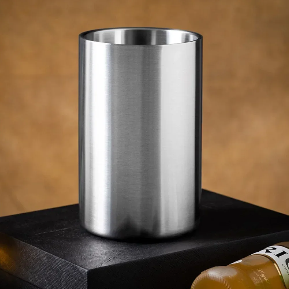 Ice Bucket Wine Cooler 1.6L Double-Wall Stainless Steel Ice Bucket Household Red Wine Champagne Bar Kitchen Home