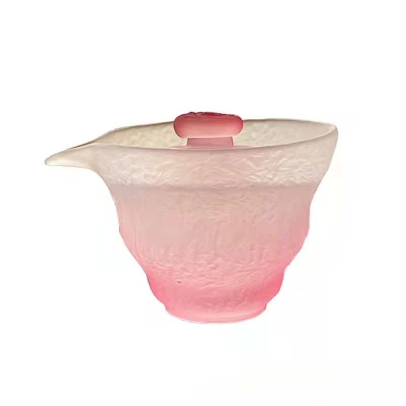 Pink Lady Frosted Glass Tea Set China-Chic Style Covered Bowl Public Cup Glass Cup Tea Cup Pure Handmade Tea Set