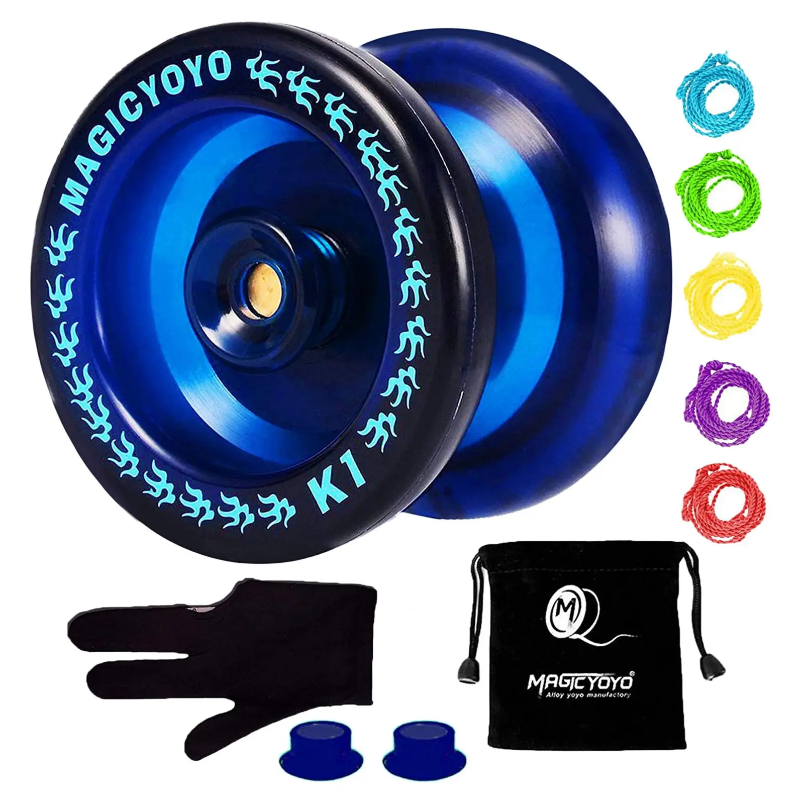 Magicyoyo Reactive Yoyo K1-Plus Con Yoyo Sack + 5 Corde E Yo-Yo Glove Gif, Blu