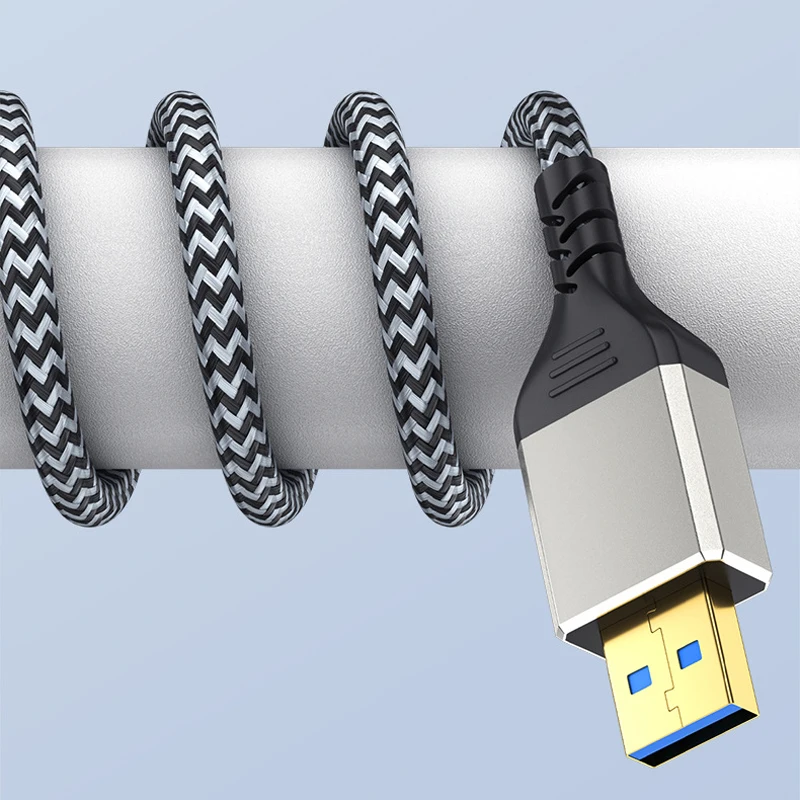 Premium Braided USB 3.0 Extension Cable - High-Speed Data Transfer Cord