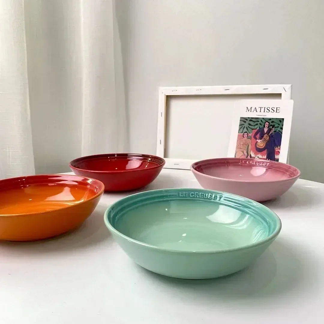 Dining Dish 7 inches Porcelain Soup Bowl 1 Pack Ceramic Dinner Plate Dessert Salad Food Dish Kitchen Serving Tray Colorful Deep Tableware