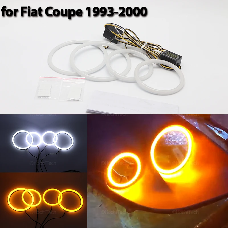 Halo Ring Angel Eyes Indicatori Di Direzione Switchback Cotton Led Bianco Giallo Per Fiat Coupe 1993-2000 Daytime Running Light Drl