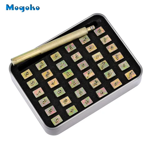 26 Letters A-Z Alphabet 10 Numbers Imprinted Metal Leather Punching Tools for Leather Belt Bag Hat Shoes Craft Marking