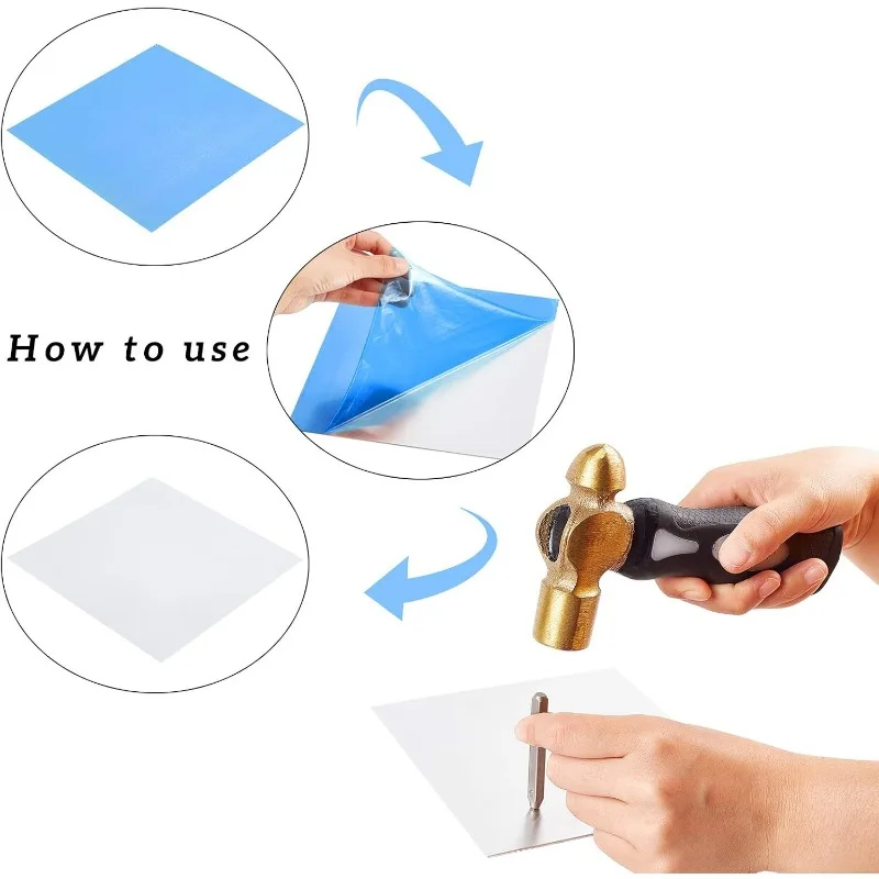 6pcs Blank Aluminium Stamping Sheets Thin Aluminum Sheets Practice Panel Plate Metal Craft for Jewelry Making Hand Stamping