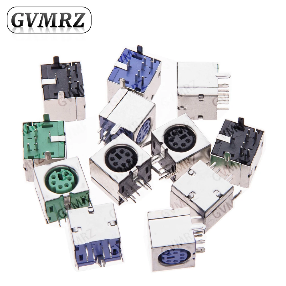 Pack of 5 PS2 6-Pin Multi-Color Keyboard and Mouse Connectors