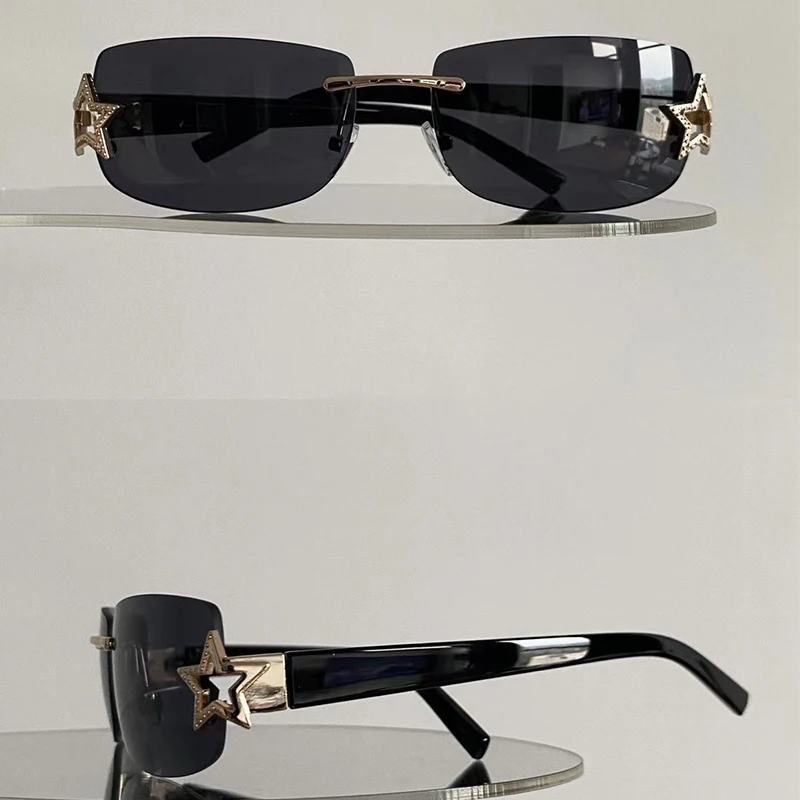

Steampunk Y2K Wrap Around Sunglasses Women 2000'S Rimless Sun Glasses Female Goggle Fashion Brand Designer Eyewear Shades UV400