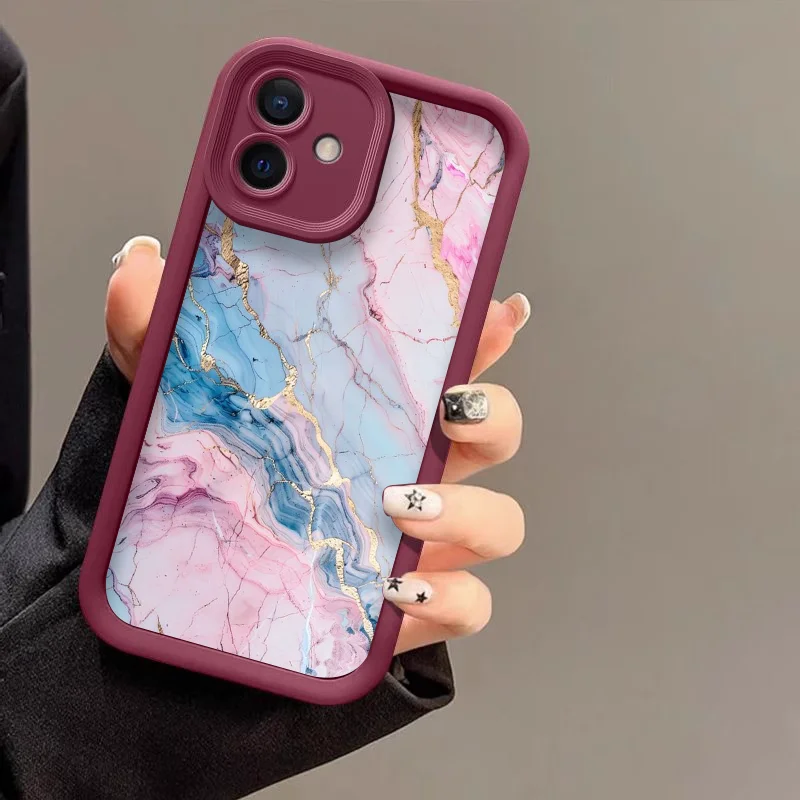Colorful Marble Pattern Soft Silicone Phone Case - Stylish and Protective Cover