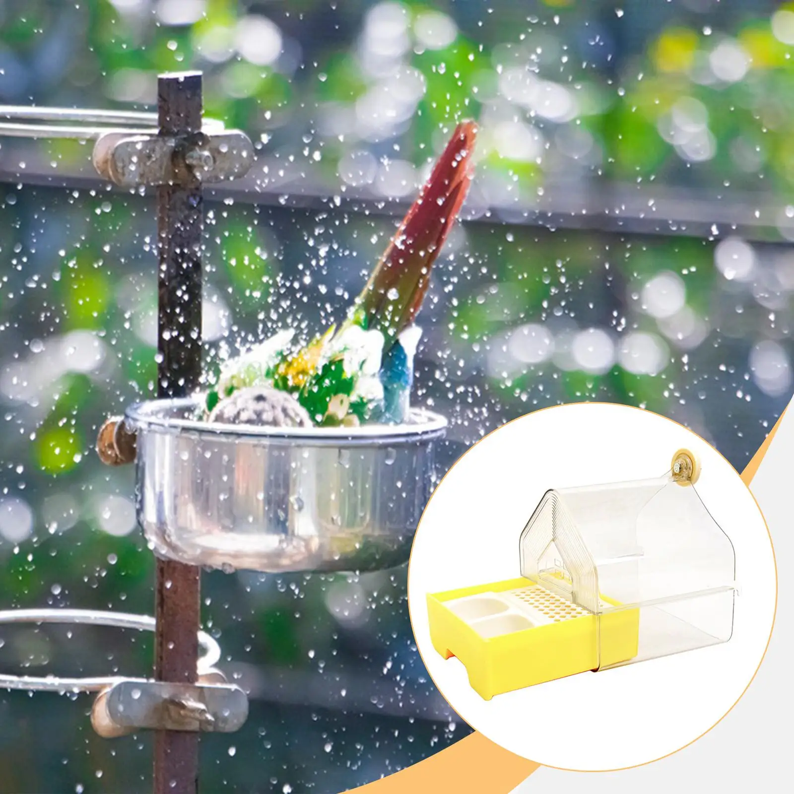 Parrot Bathing Box Clear Parrot Bath Tub for Finches Canaries Like Lovebirds