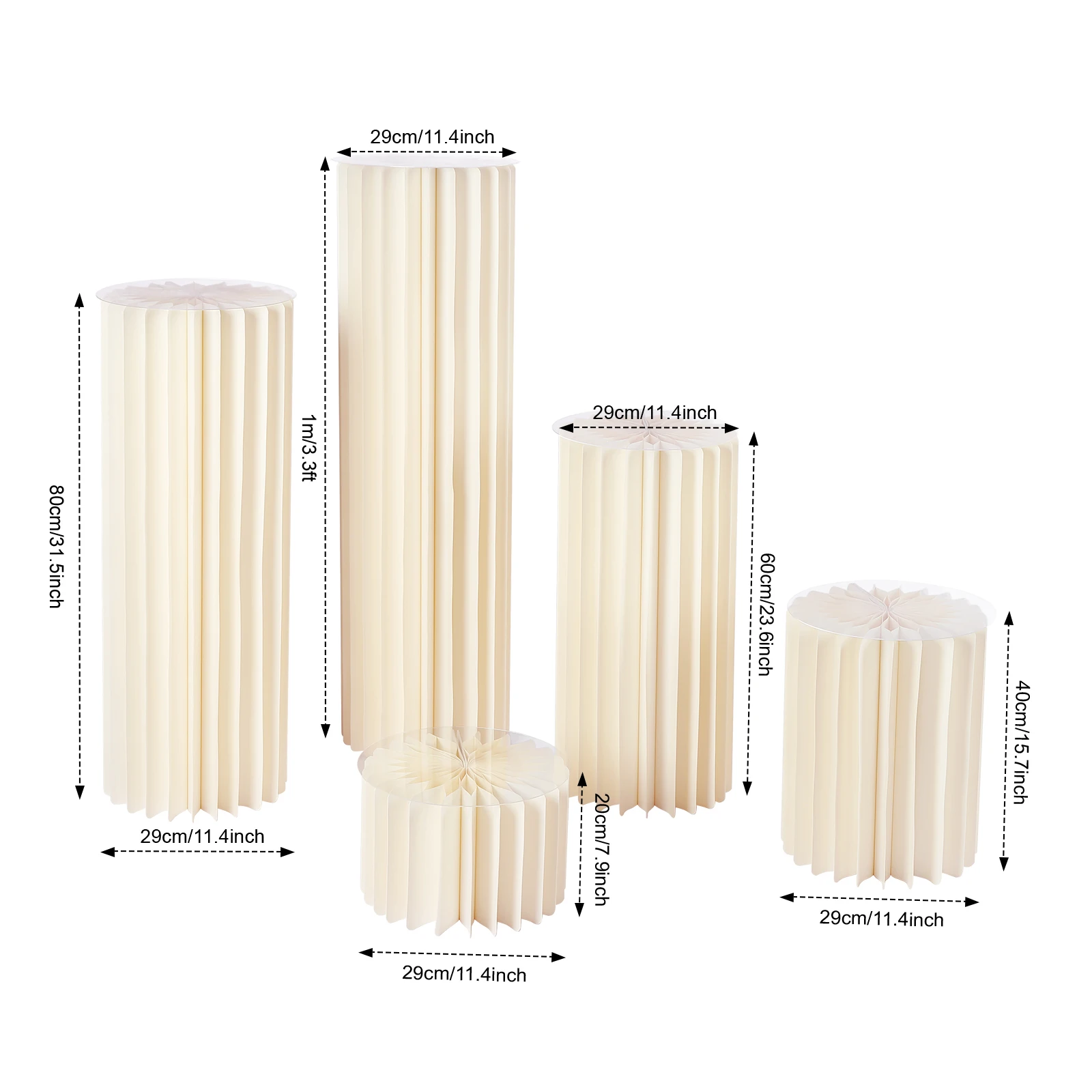 Foldable Paper Columns Display Pedestals Stands 5pcs Wedding Centerpieces Cardboard Vases Flower Vase Flowers Stand 2