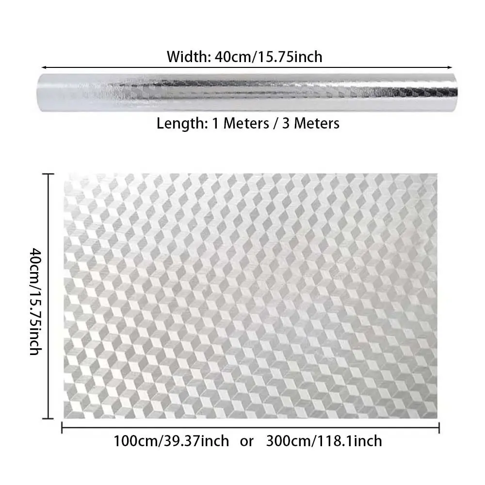 1 Roll Waterproof Aluminum Foil Wallpaper Cabinet Contact Papers Kitchen Oil-proof Self Adhesive Stickers Anti Fouling wall stickers,self adhesive stickers,self adhesive wallpaper,oil proof film